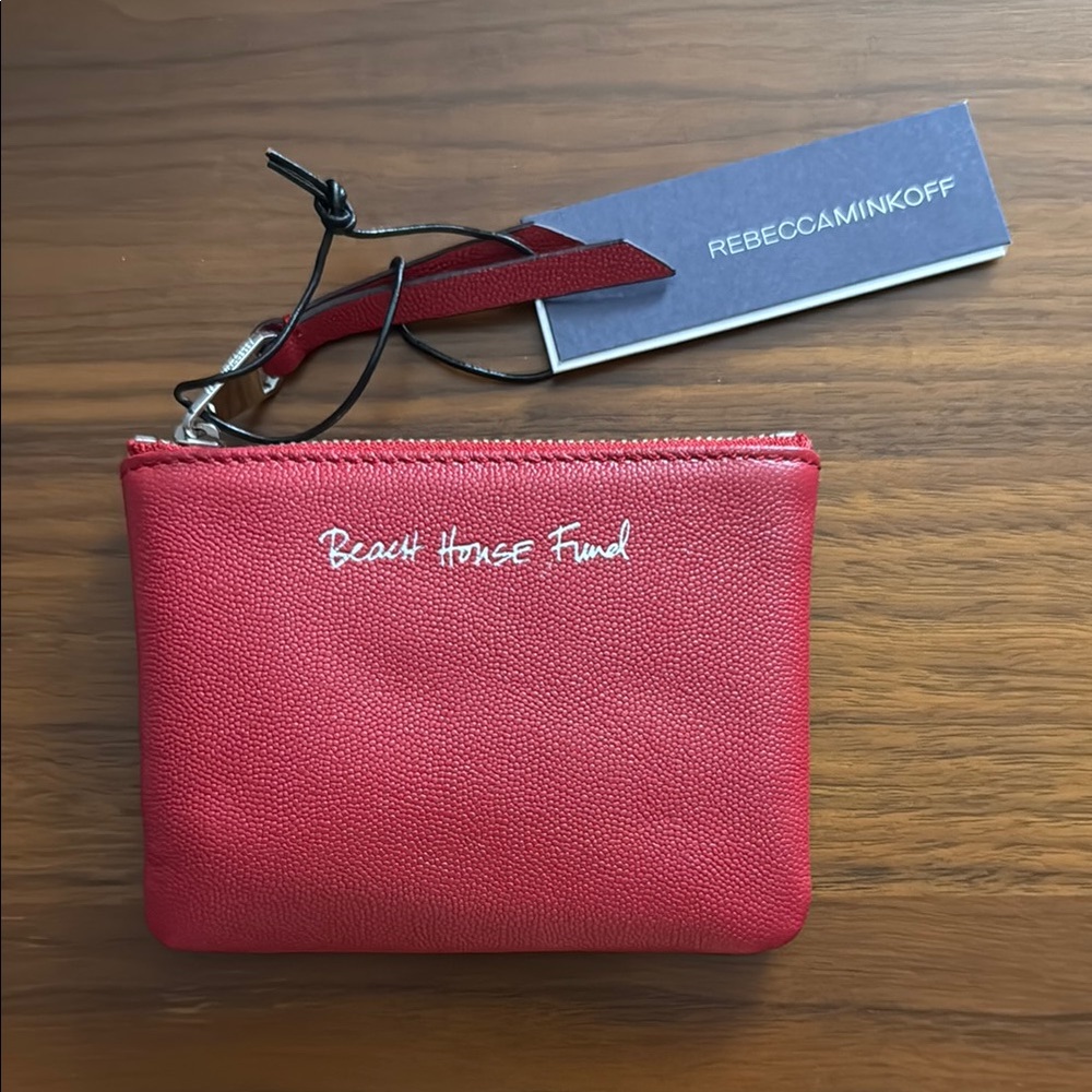 Rebecca Minkoff Red Leather Zip Pouch Key Fob